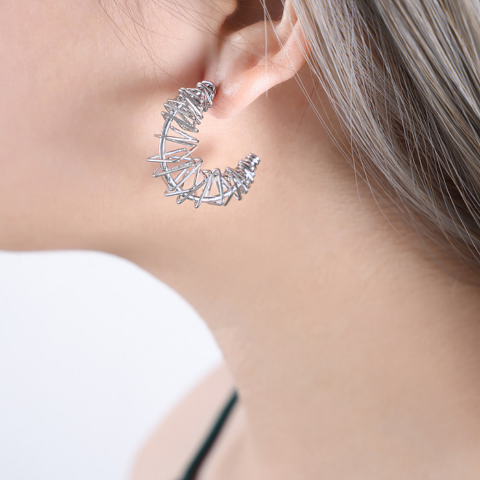 1 Paar Streetwear-Ohrringe im IG-Stil mit geometrischer Beschichtung aus 18 Karat vergoldetem Edelstahl