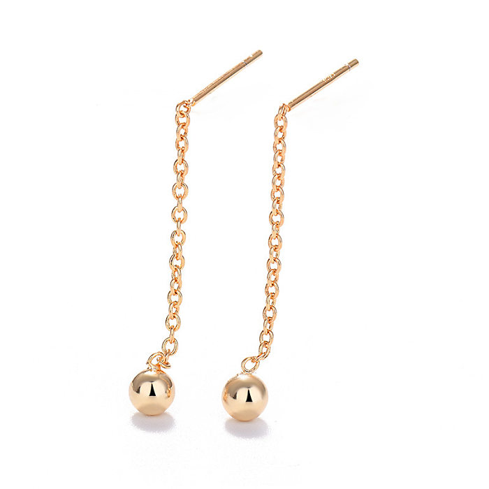 1 Pair Casual Elegant Simple Style Ball Stainless Steel Ear Line