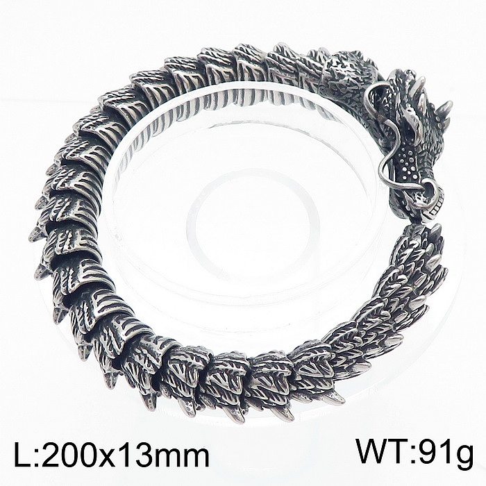 Hip-Hop Rock Solid Color Dragon Stainless Steel Plating Bracelets