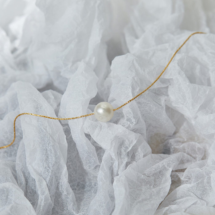 Collar de perlas estilo hada de acero inoxidable chapado en oro 1 pieza