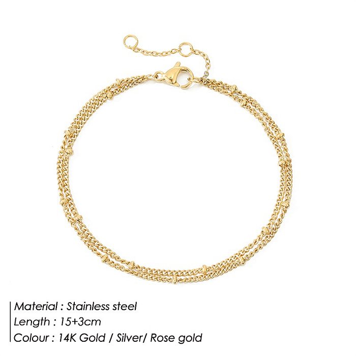 Korea Stainless Steel Double-layer Bracelet Bead Chain Bracelet Adjustable Jewelry Wholesale