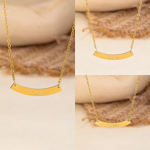 Einfache Halskette mit geometrischem Buchstaben und Edelstahlbeschichtung, 18 Karat vergoldet