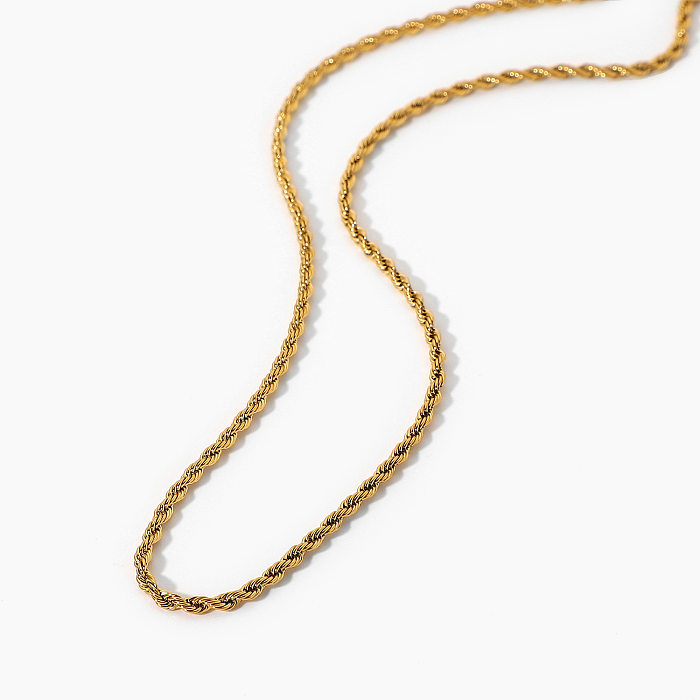 Collar de acero inoxidable chapado en oro de 18 quilates, joyería, collar de cadena fina de oro