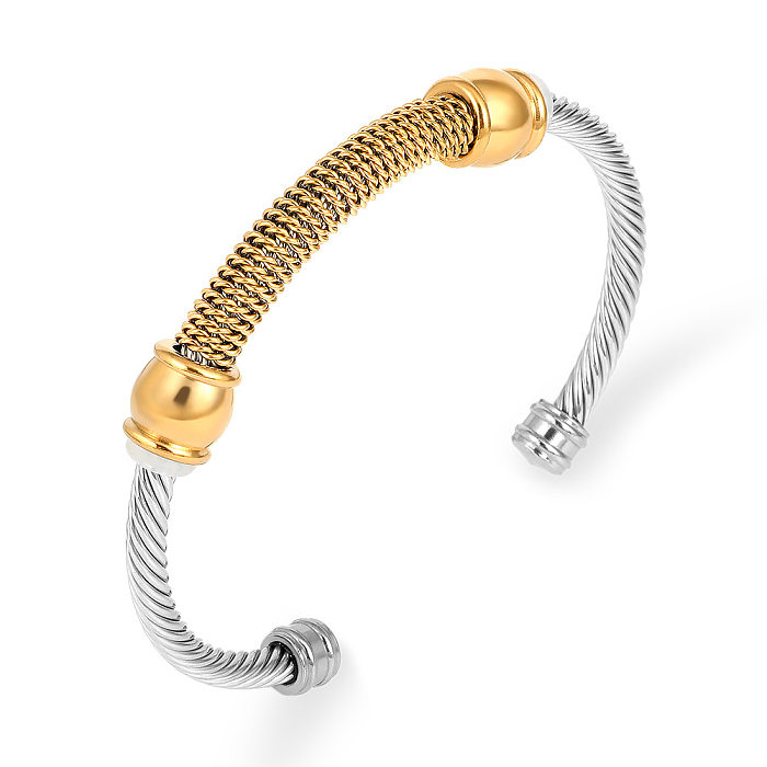 Commute Color Block Stainless Steel Gold Plated Bangle In Bulk