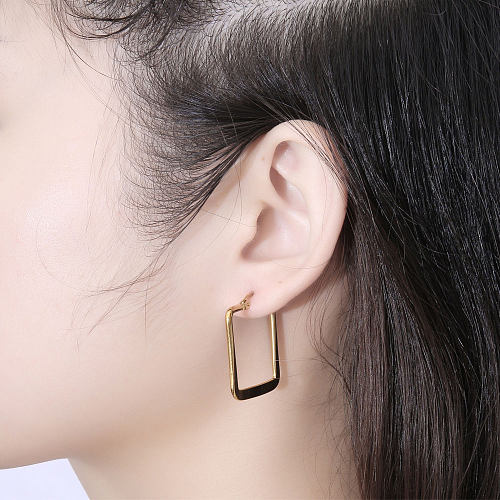 1 Piece Simple Style Square Plating Stainless Steel Earrings