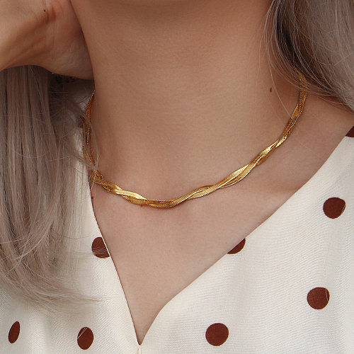 Collar geométrico de acero inoxidable para mujer, Metal chapado geométrico, sin incrustaciones, collares de acero inoxidable