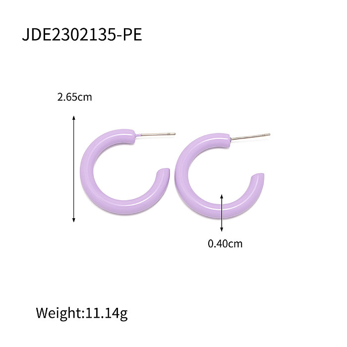 1 Pair IG Style Solid Color Enamel Stainless Steel  Earrings