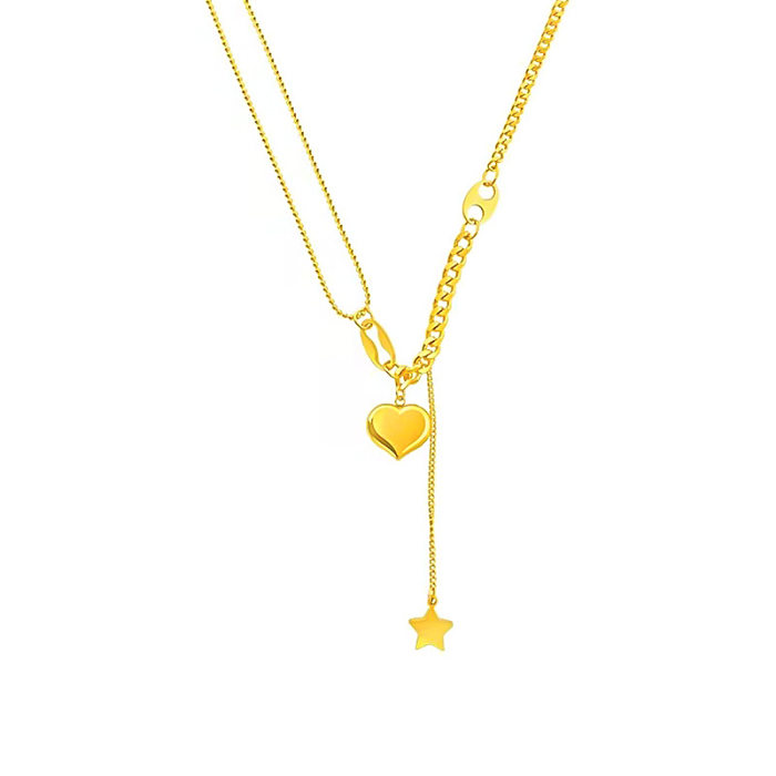Exaggerated Simple Style Star Heart Shape Stainless Steel Plating Gold Plated Necklace