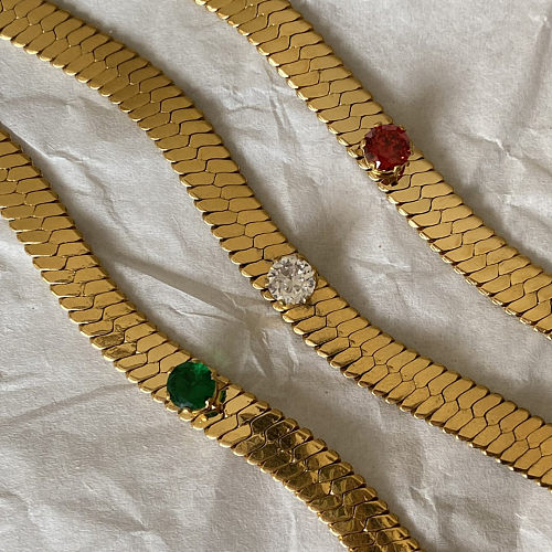 Collar chapado en oro de 18 quilates con incrustaciones de acero inoxidable geométrico de estilo simple retro