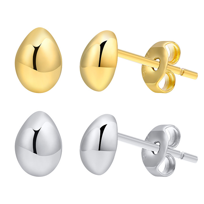 1 Pair Simple Style Water Droplets Plating Stainless Steel  Gold Plated Ear Studs