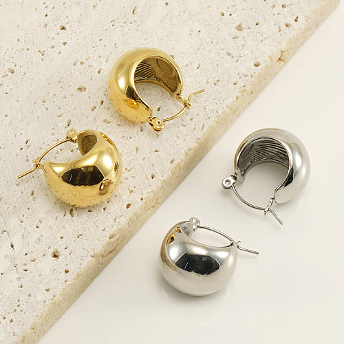 Boucles d'oreilles créoles plaquées or 1 carats, 18 paire, Style Simple, en forme de C, en acier inoxydable, vente en gros