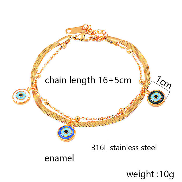 Retro Devil'S Eye Titanium Steel Enamel Bracelets 1 Piece