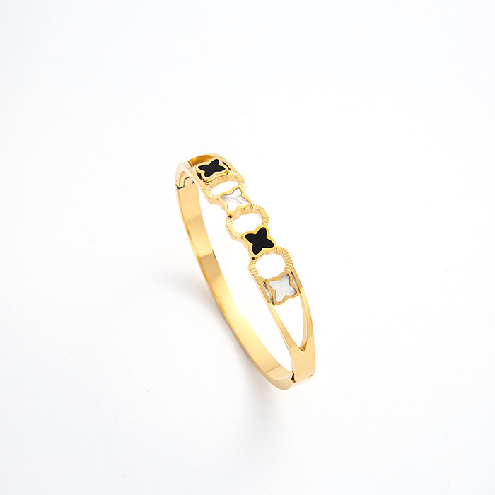 Estilo moderno estilo clássico geométrico titânio aço 18K pulseira de zircão banhada a ouro a granel