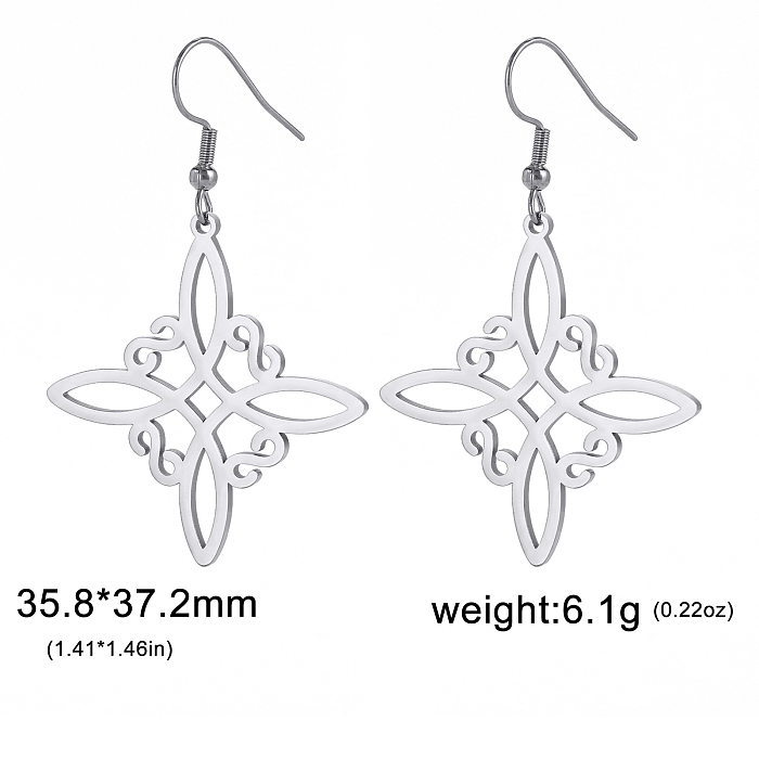 1 Pair Vintage Style Simple Style Witch Knot Solid Color Plating Hollow Out Stainless Steel  Ear Hook