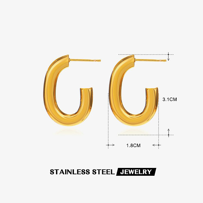 1 Pair Lady Streetwear Geometric Plating Stainless Steel  18K Gold Plated Ear Studs
