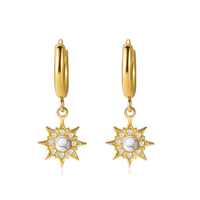 1 Paar schlichte Stern-Inlay-Ohrringe aus Edelstahl mit Zirkon