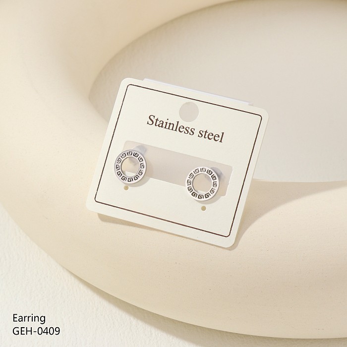 1 Pair Retro Simple Style Round Inlay Stainless Steel  Rhinestones Rose Gold Plated Gold Plated Silver Plated Ear Studs