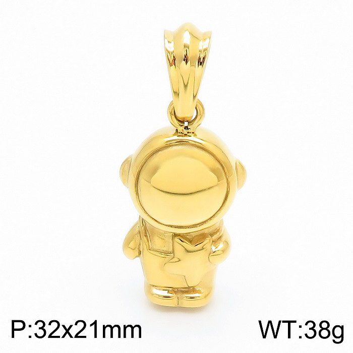 Casual Streetwear Astronaut Stainless Steel Plating 18K Gold Plated Charms Necklace