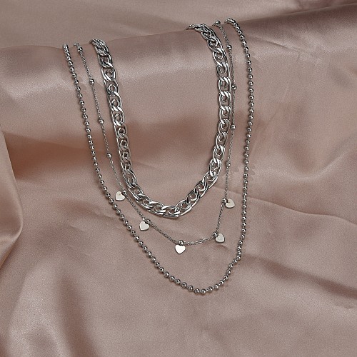 Fashion Heart Shape Stainless Steel  Layered Necklace