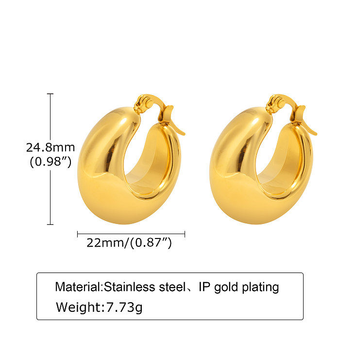 1 par de pendientes chapados en oro de 18 quilates con revestimiento pulido de acero inoxidable de Color sólido de estilo Simple