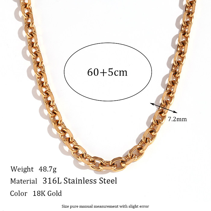 Estilo simples estilo clássico cor sólida chapeamento de aço inoxidável colar banhado a ouro 18K
