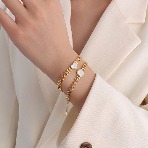 Wholesale Jewelry Wheat Chain White Heart-shaped Shell Titanium Steel Bracelet jewelry