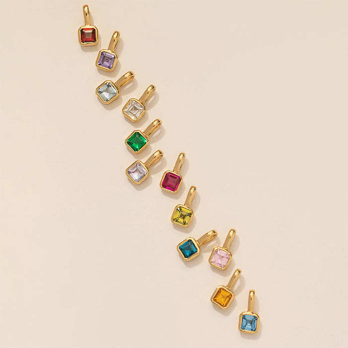 Colorful 12 Birthstone Pendant DIY Accessories Necklace Female Twelve Birthstone Square Color Zircon Pendant Clavicle
