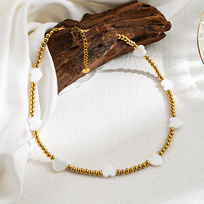 IG Style Künstlerische Stern-Mond-Herzform-Edelstahl-Muschel-Perlen-Muschel-Halskette mit 18-Karat-Vergoldung