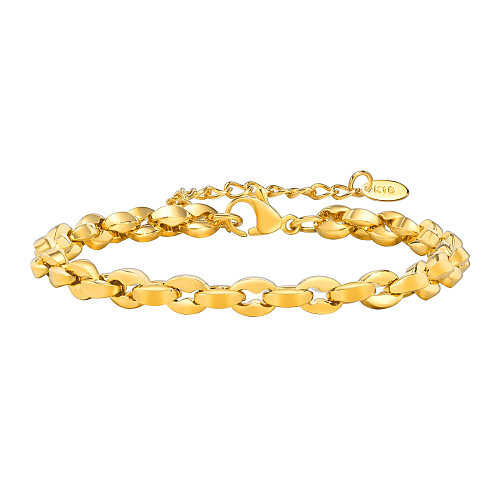 Wholesale Simple Style Solid Color Stainless Steel Plating 18K Gold Plated Bracelets
