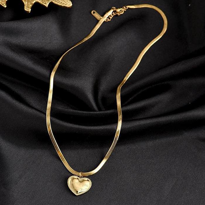 Collar colgante chapado en oro de acero inoxidable con forma de corazón de estilo simple