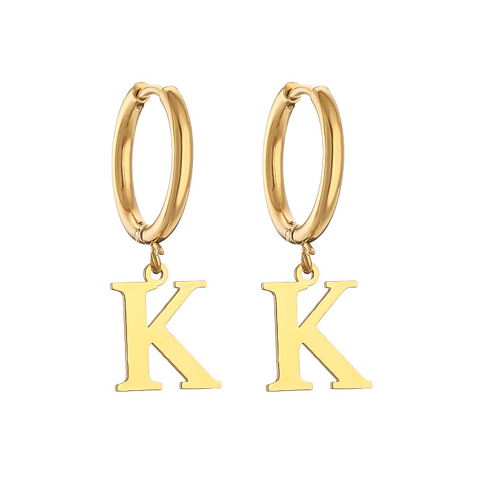 1 Paar lässige, schlichte Buchstaben-Ohrringe aus Edelstahl mit 18-Karat-Vergoldung
