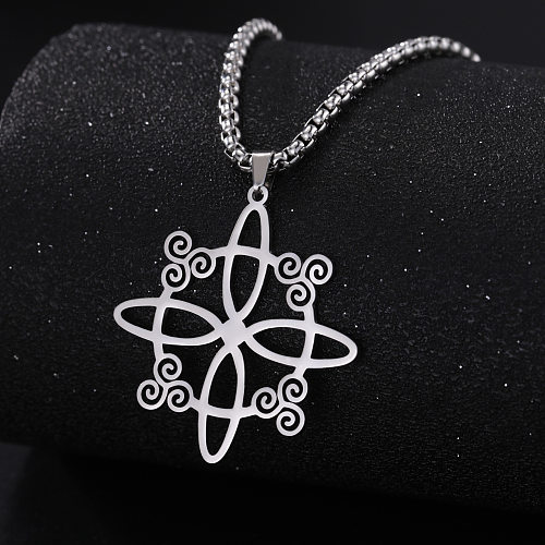 Cross-Border Hot Selling Wholesale Simple And Stylish Personality Witch Knot Three Curved Leg Pendant 304 Material Stainless Steel  Necklace