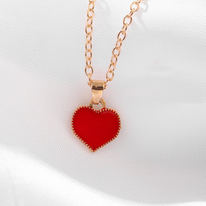 Collier en acier inoxydable pour femmes, tout assorti, ne se décolore pas, collier d'amour rouge, conception simple, tempérament, pendentif en forme de cœur, chaîne de clavicule