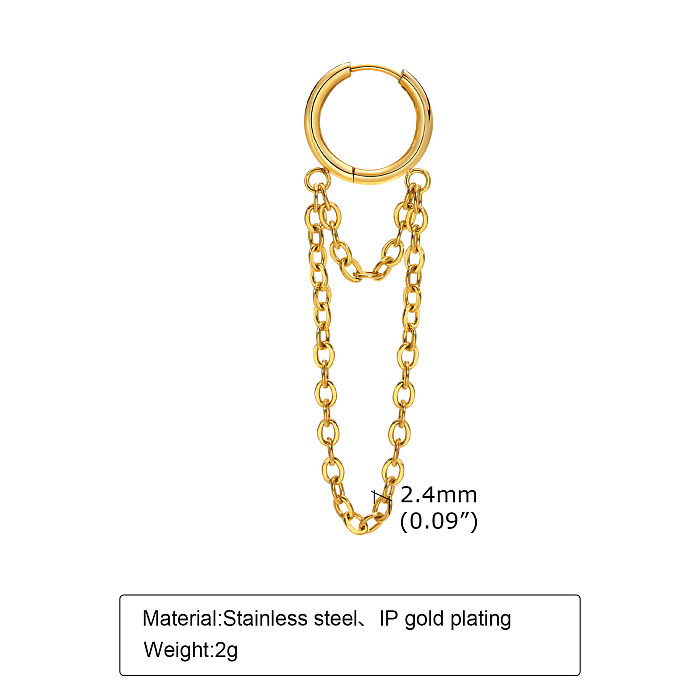 Cool Style Solid Color Stainless Steel  Plating Chain Drop Earrings 1 Piece