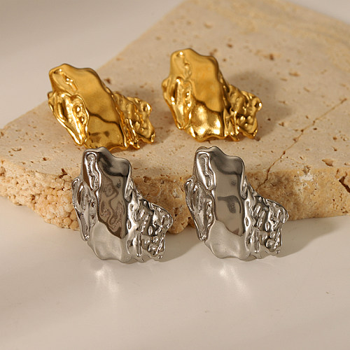 1 Pair Simple Style Solid Color Plating Stainless Steel  18K Gold Plated Ear Studs
