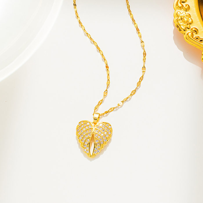 MAMA – collier avec pendentif en forme d'ailes en forme de cœur, Style Simple, incrustation en acier inoxydable, pendentif en Zircon