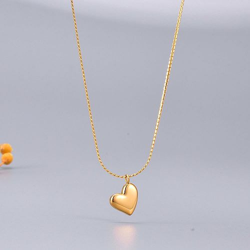 Simple Style Korean Style Heart Shape Stainless Steel Plating Pendant Necklace