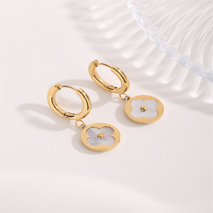 1 Pair Casual Modern Style Flower Stainless Steel Gold Plated Drop Earrings