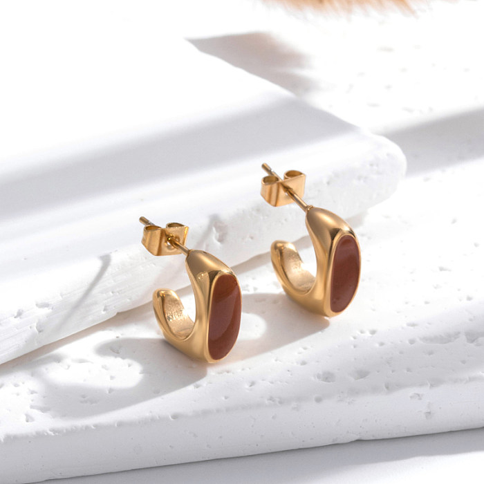 1 Pair Vintage Style French Style Korean Style U Shape Plating Stainless Steel 18K Gold Plated Earrings
