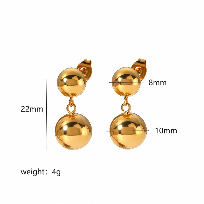 1 Pair IG Style Simple Style Round Polishing Plating Stainless Steel  18K Gold Plated Drop Earrings Ear Studs