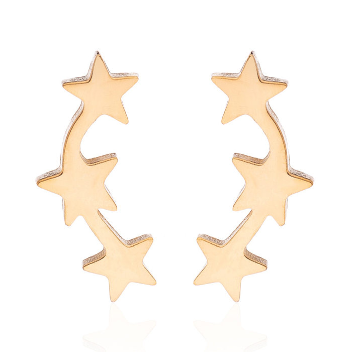 Women'S Simple Style Korean Style Star Stainless Steel  No Inlaid Ear Studs Stainless Steel  Earrings