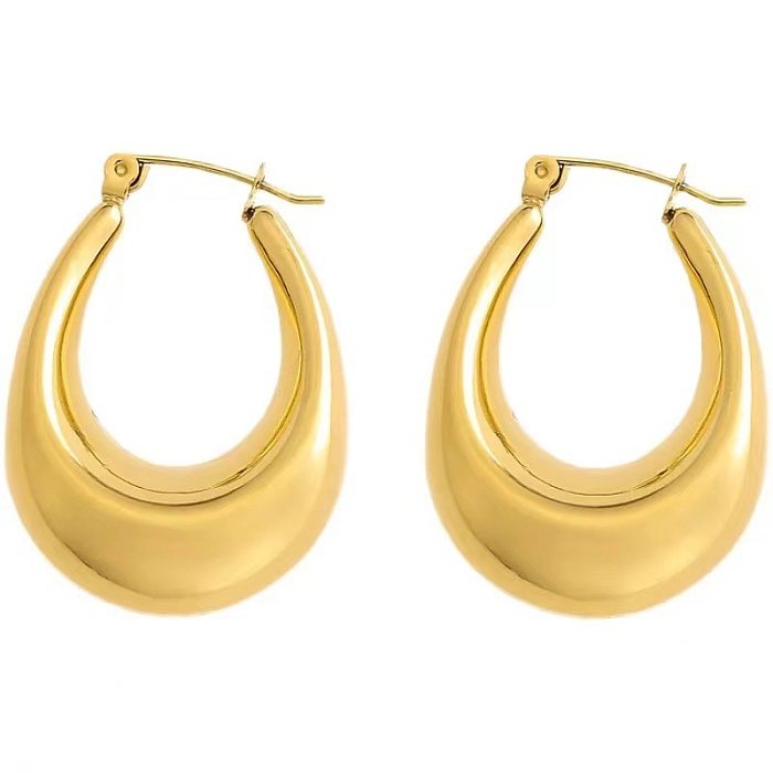 French Style Geometric Stainless Steel  Gold Plated Earrings 1 Pair