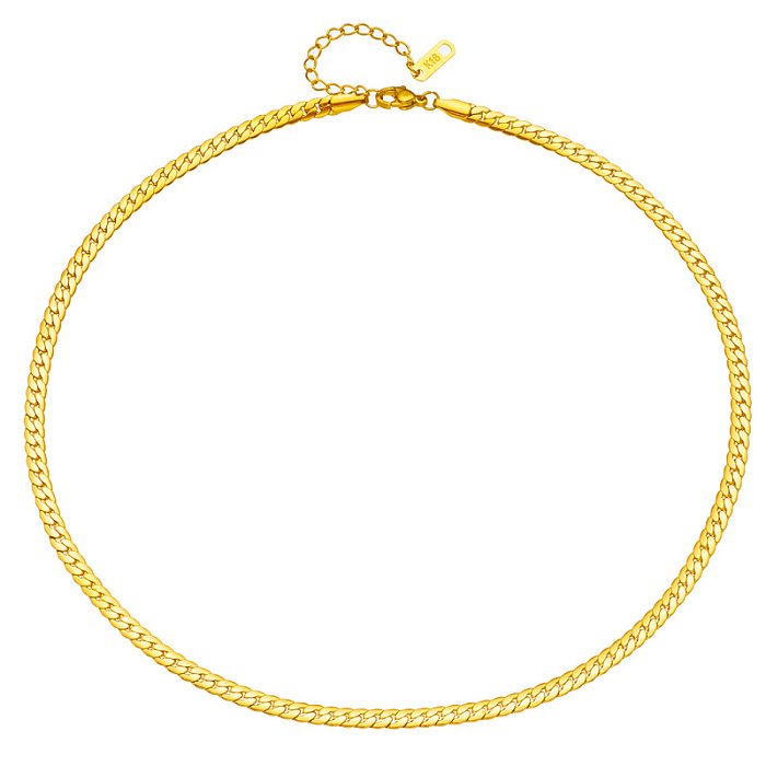 Classic Style Solid Color Stainless Steel 18K Gold Plated Necklace In Bulk