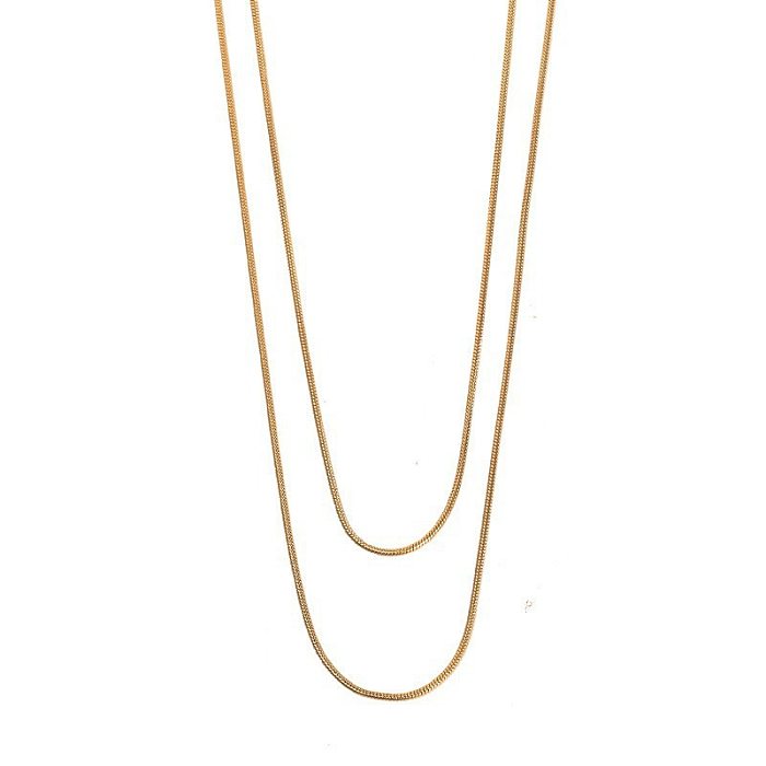 Schlichter Stil, einfarbig, Edelstahl-Beschichtung, vergoldete Anhänger-Halskette