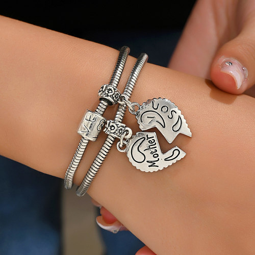 Bracelets décontractés en acier inoxydable en forme de cœur avec lettres douces MAMA