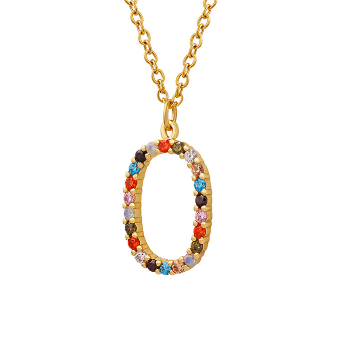 Fashion Oval Stainless Steel Pendant Necklace Plating Zircon Stainless Steel  Necklaces