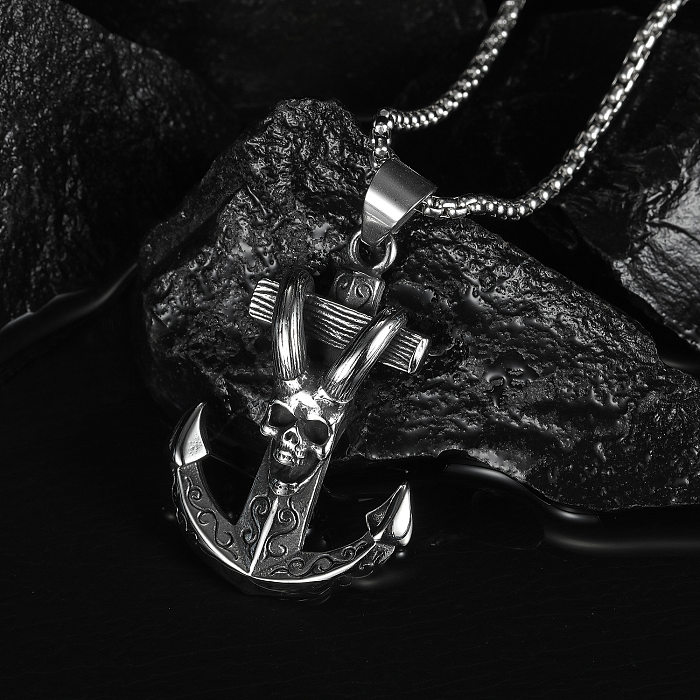 Hot-selling New Retro Anchor Claw Skull Cross Stainless Steel Men's Necklace Jewelry Wholesale