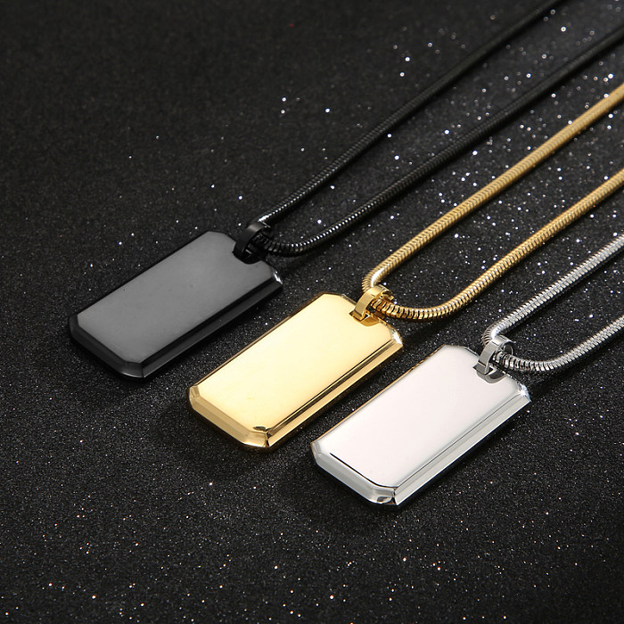 Fashion Rectangle Stainless Steel Plating Stainless Steel Pendant Necklace 1 Piece