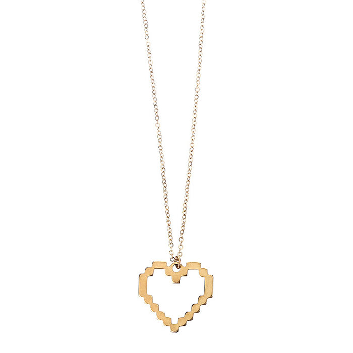 Collier pendentif en forme de cœur et de lune, Streetwear, plaqué en acier inoxydable
