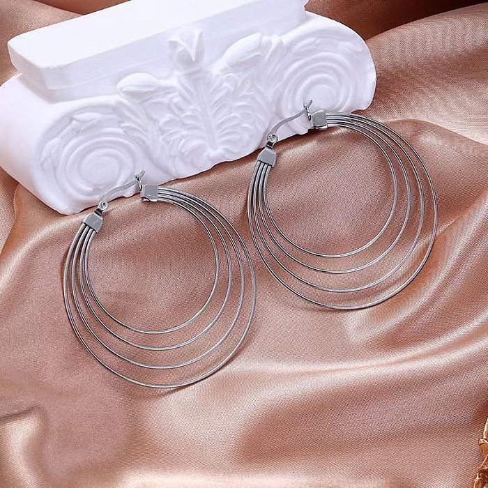 1 Pair Streetwear Geometric Plating Stainless Steel  Hoop Earrings